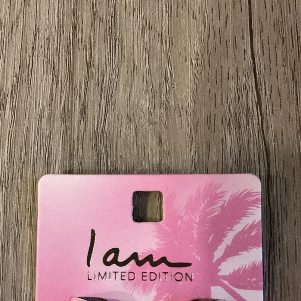 I Am Pink Beaded Hoop Earrings - Picture 3 of 5